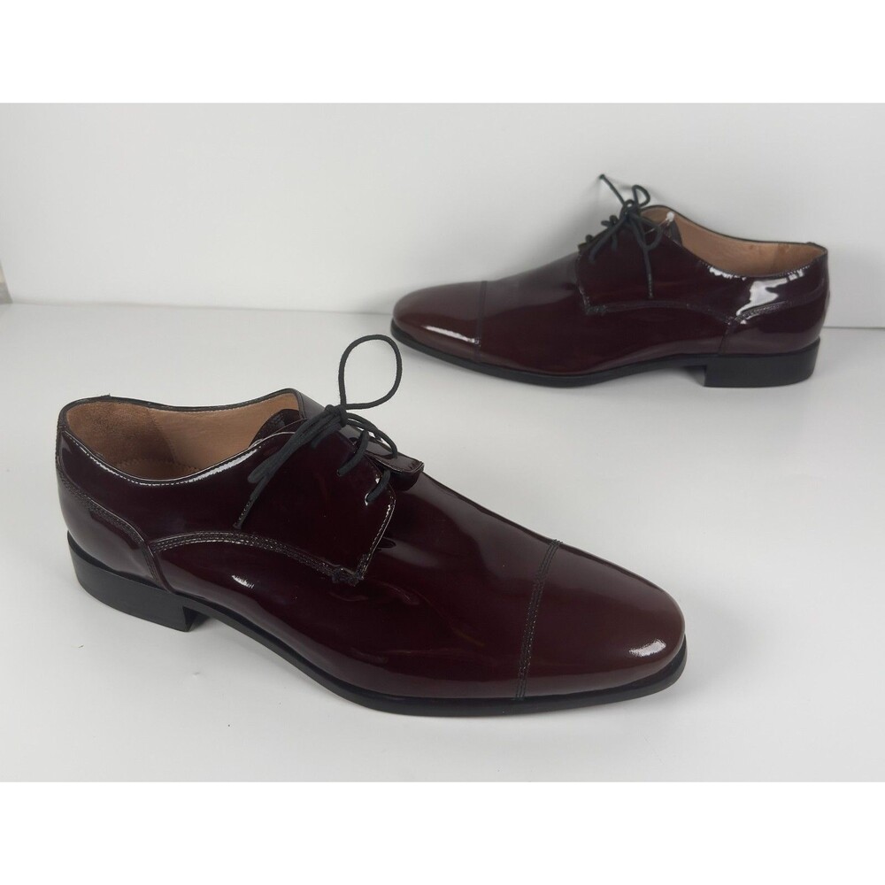 Neil Barrett Patent Leather Burgundy Brown Men's Oxford Shoes EU 43 US 10 Italy